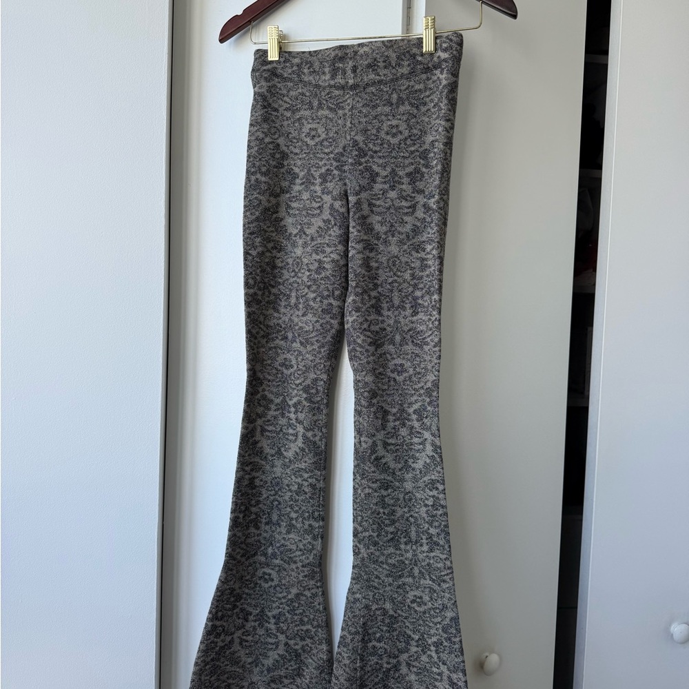 Free People Blue and Beige Knit Patterned Sweater